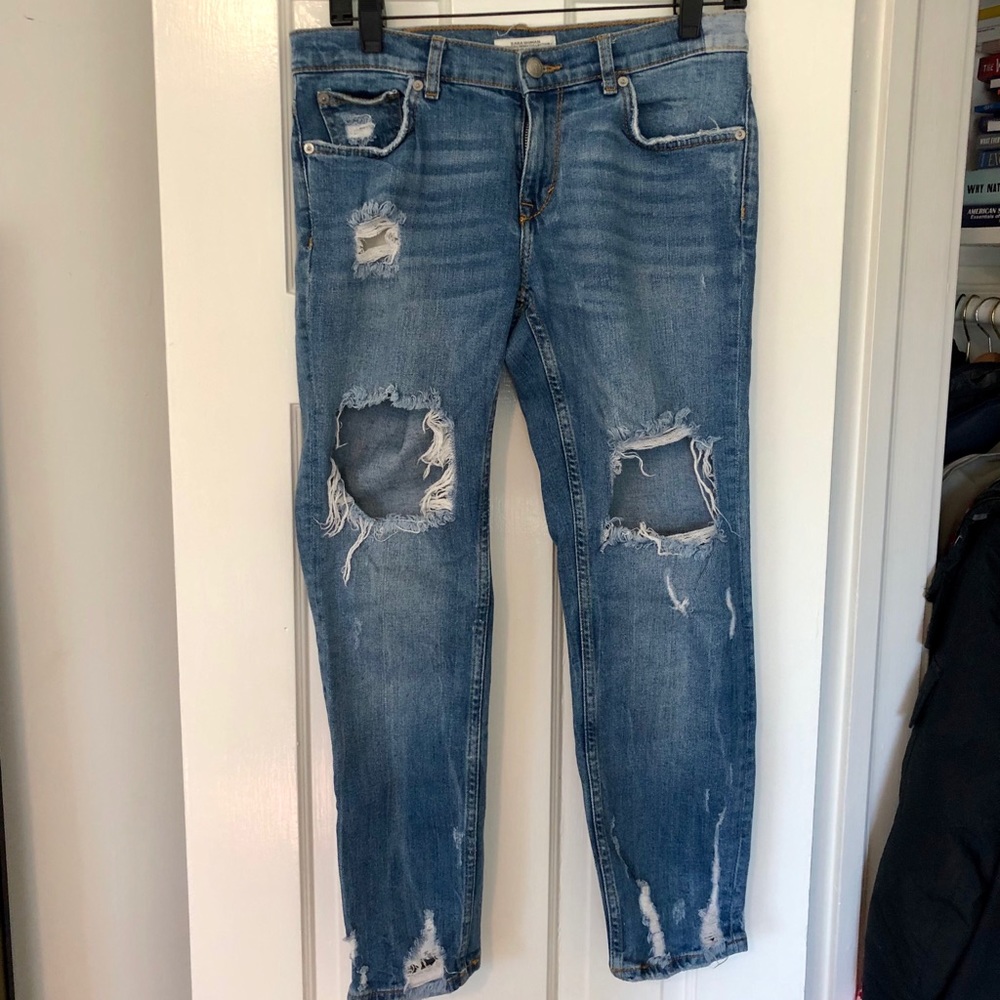 Zara distressed girlfriend jeans